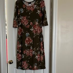 Floral Olive Green Dress